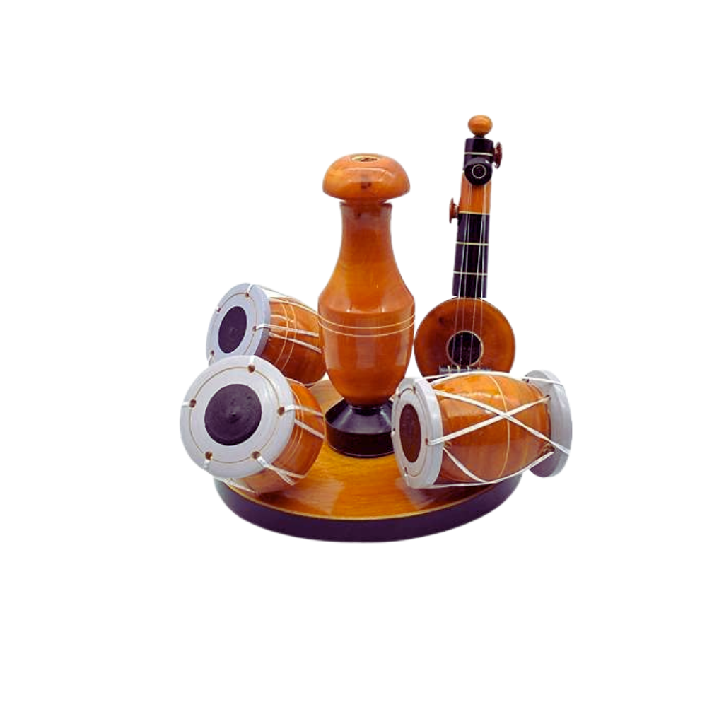 Eco-Friendly Wooden Musical Set Showpiece with Vase