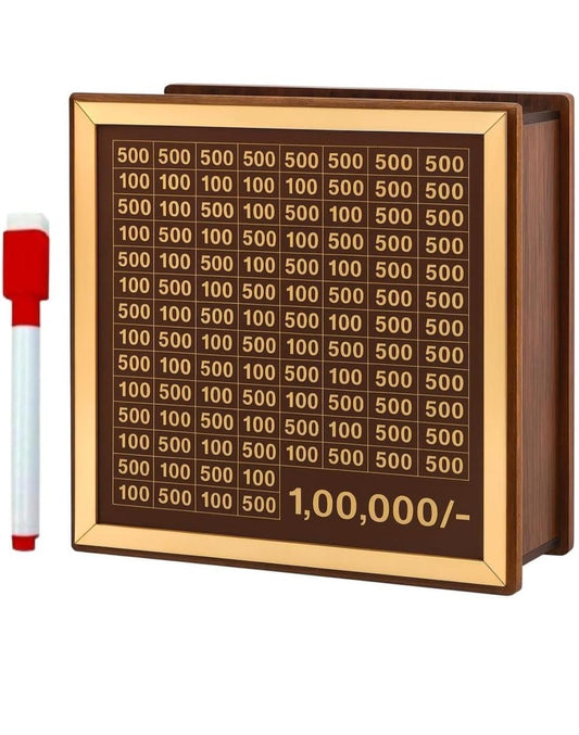 Wooden Money Saving Box 1,00,000 Savings Challenge