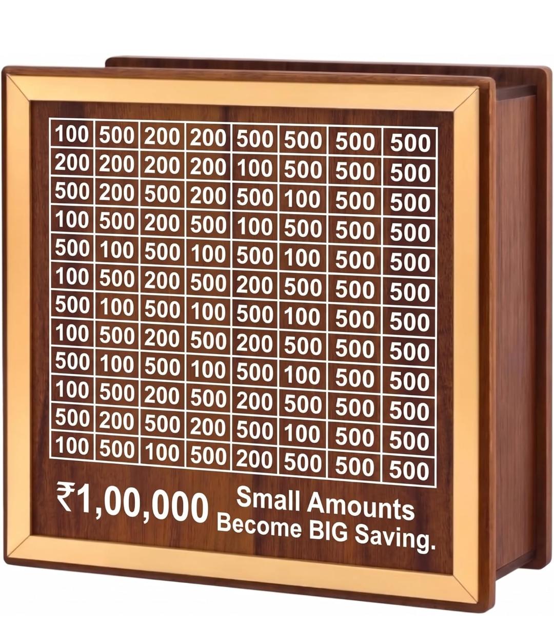 Wooden Money Saving Box 1,00,000 Savings Challenge