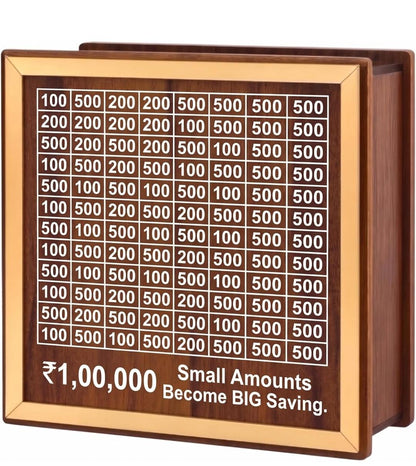 Wooden Money Saving Box 1,00,000 Savings Challenge