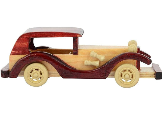Handcrafted Wooden Vintage Classic Car Showpiece | Premium Decorative Wooden Toy Car