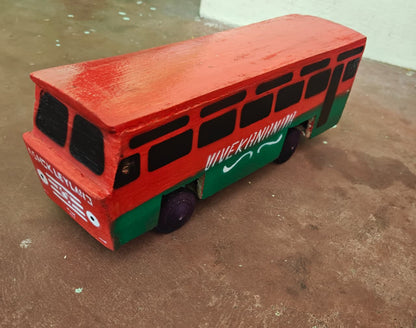 Handcrafted Wooden Bus Toy | Traditional Wooden Miniature Bus Model | Decorative Showpiece